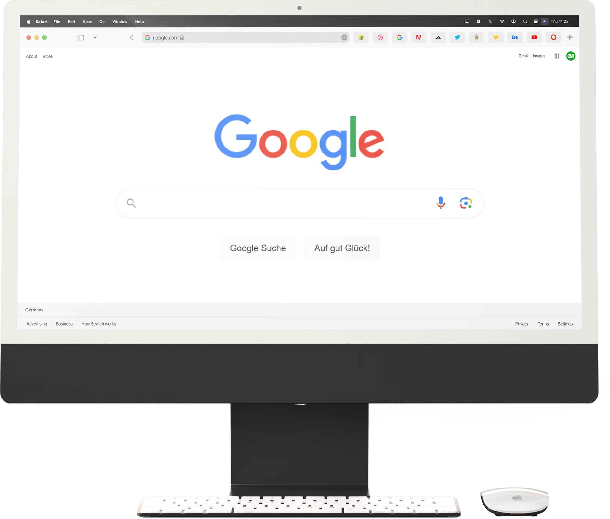 Computer with google search engine on the screen